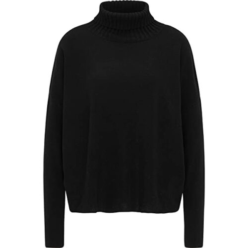 usha 15312389 Rollkragen Kaschmir Pullover Damen, Schwarz