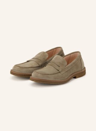 Grauer Astorflex Mokaflex Penny-Loafer aus Veloursleder