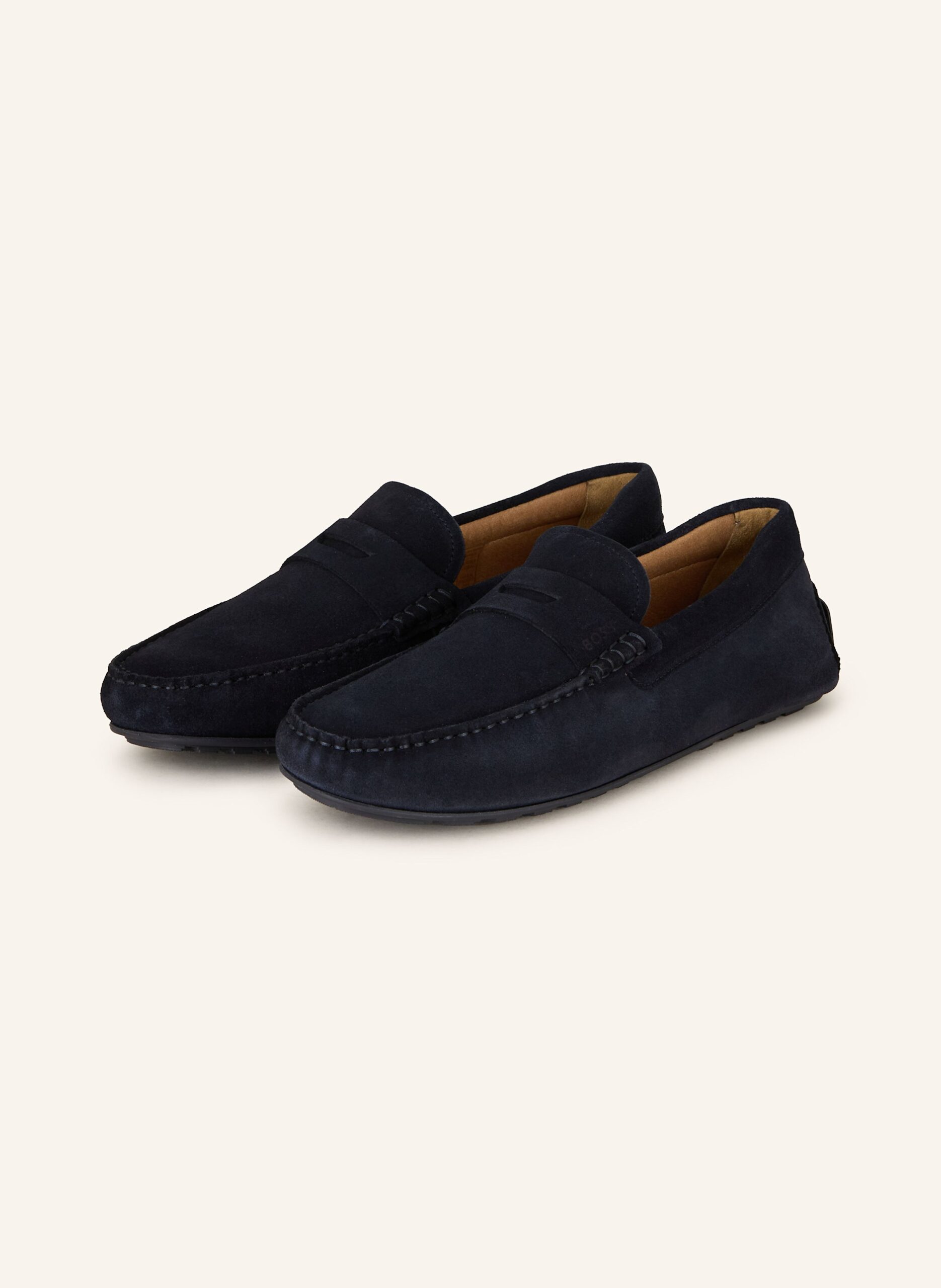 BOSS Loafer aus veloursleder – hochwertiger Herrenschuh für Smart Casual Looks Blauer BOSS Noel Penny-Loafer aus Veloursleder