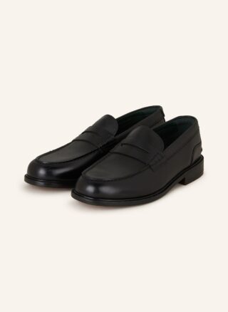 Schwarzer Clarks Craft James Lo Penny-Loafer aus Glattleder