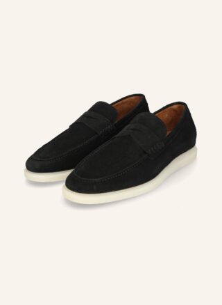 Schwarzer Henry Stevens Elia PL1 Loafer aus Kalbsvelours