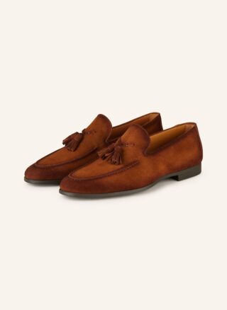 Brauner Magnanni Tassel-Loafer aus Veloursleder