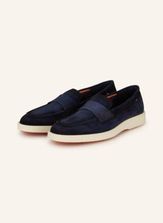 Blauer Santoni Penny-Loafer Revolve aus Veloursleder